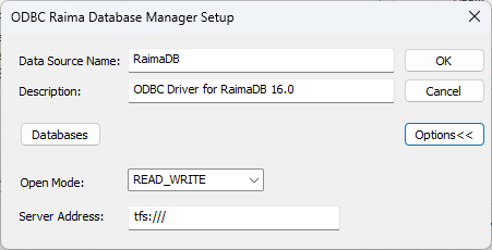 RaimaDB ODBC Driver Registration